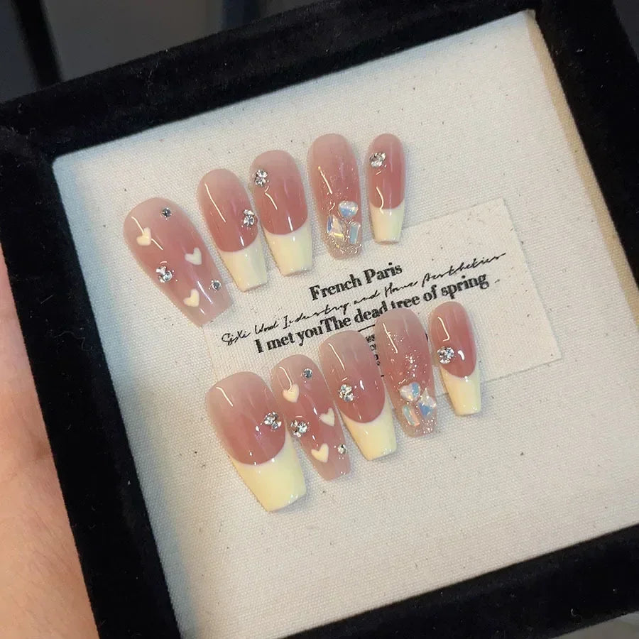 10Pcs French Handmade Press on Nails Candy Color Fake Nails Wearable Stick-on Nails False Nail Uñas Postizas Накладные Ногти 네일팁