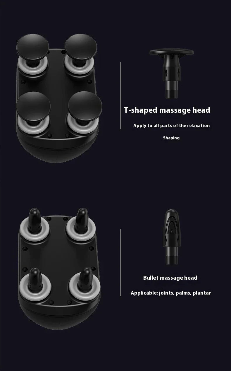 Portable Fascia Gun Muscle Massager Gun Four-head High Frequency Neck Shoulder Waist Massage Machine Professional Fascia Massage