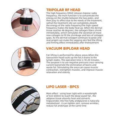 Ultrasonic Cavitation 40k Vacuum System Machine 6 in 1 Slimming Face Lifting Cellulite Reduction Massage Body Shaping Fat B