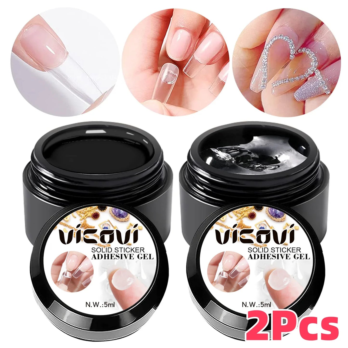 1/2/3Pcs 5ml Solid Nail Gel Glue For Press On False Nail Tips/Sticker Adhesive Nail Gel Bond Rhinestone UV Nail Extension Glue &