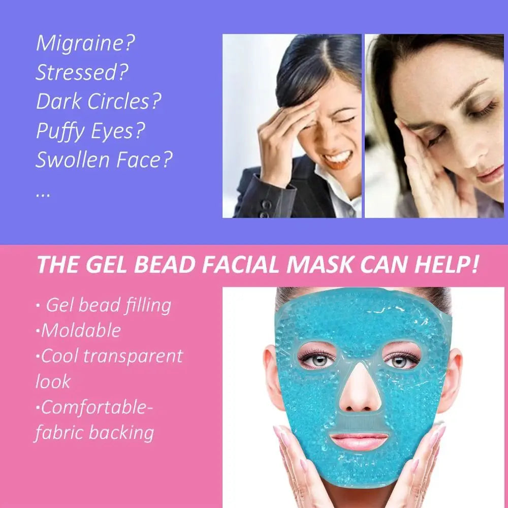 Relieve Fatigue Ice Gel Eye Face Mask Gel Beads Compress Reusable Sleep Mask Cold and Hot Heat Reduce Face Puff Skin Care Tool