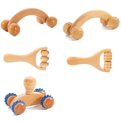 Wooden Massage Roller Therapy Body Massager Foot Face Shoulder Neck Hand Push Roller Massager Body Soothing Massage Tool