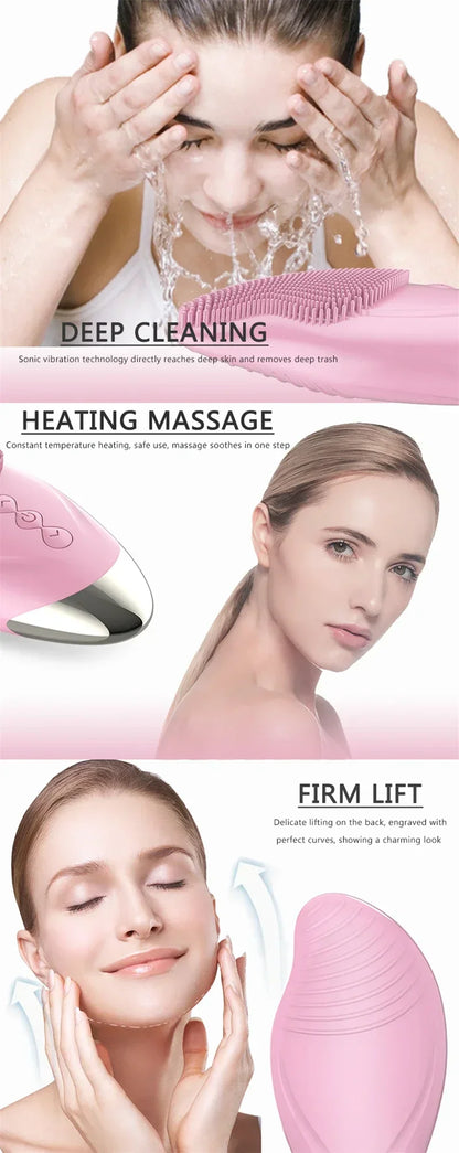 Rechargeable Silicone Facial Cleansing Brush Eye Massage Tool Face Cleaner Deep Cleaning Pore Skin Health Care Device Waterproof