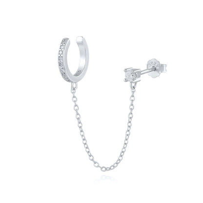 CANNER 1PC 925 Sterling Silver Horse Eye Chain Tassel Zircon Drop Earrings For Women Ins Minimalism Geometric Earrings Gift