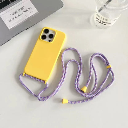 Necklace Strap Cord Crossbody Lanyard Liquid Silicone Case For iPhone 16 Pro 15 14 13 Pro max 12 12mini 7 8 plus