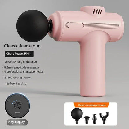 Professional Mini Massage Gun Muscle Recovery Tool with 8 Heads USB Rechargeable Vibrating Fascia Machine for Body Relaxation