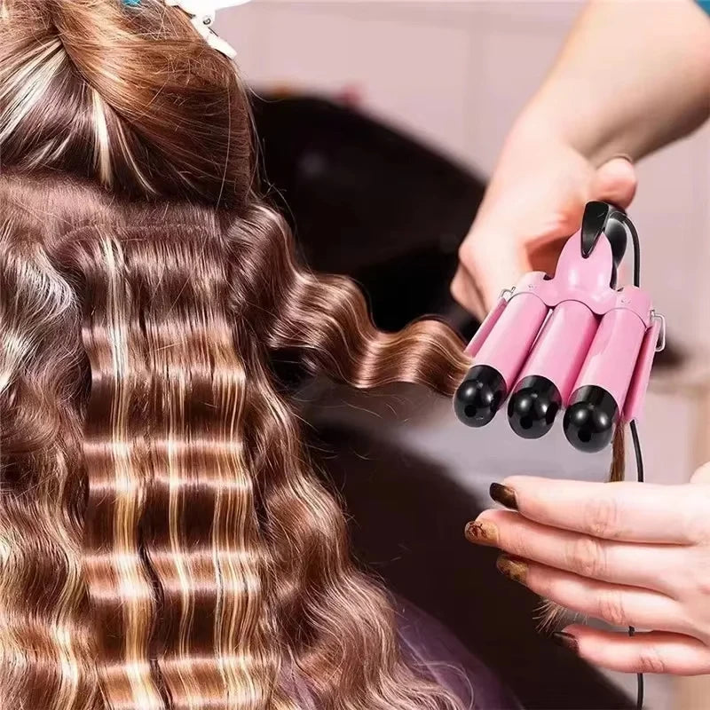 MORFONE 3-in-1 Curling Iron Hair Ceramic 1 Inch Curler Wand Crimper Wand -22mm Large Curling Sticks, 3-in-1 Hair Styling Tool