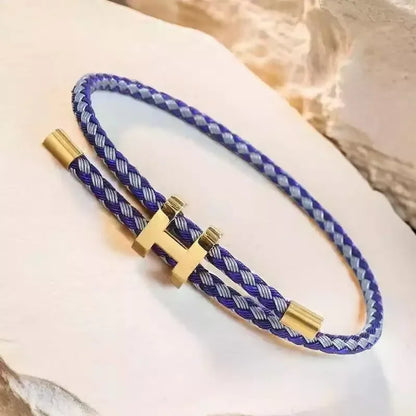 2025 new Fashionable and simple stainless steel bracelet, I-shaped buckle bracelet, couple lucky woven bracelet