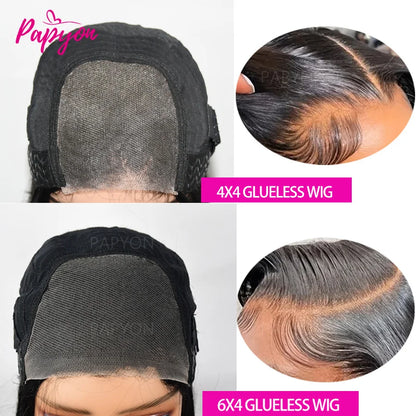 Straight 6x4 Glueless Wig 4x4 Human Hair Ready To Wear Preplucked Transparent Lace Closure Frontal Wigs For Women