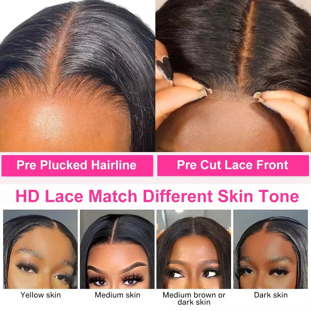 CEXXY Pre Plucked Short Bob Wig Bone Straight 13x4 13x6 Hd Lace Frontal Wig Pre Cut No Glue 7x5 Glueless Wig Ready Wear to Go