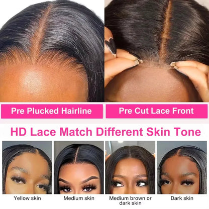 CEXXY Pre Plucked Short Bob Wig Bone Straight 13x4 13x6 Hd Lace Frontal Wig Pre Cut No Glue 7x5 Glueless Wig Ready Wear to Go