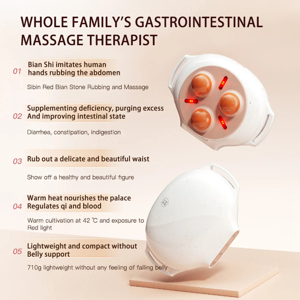 Bian Stone Tummy Kneading Instrument 3 Level Wearable Cellulite Massager Body Sculpting Machine for Indigestion Gas Constipation
