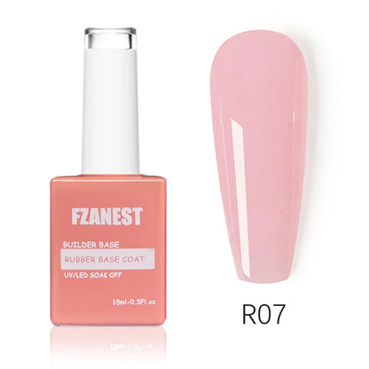 FZANEST 5 in 1 Multifunctional Rubber Base Gel Rubber Builder Base Nail Gel Nude Color Extension Nail Strengthen Gel Nails