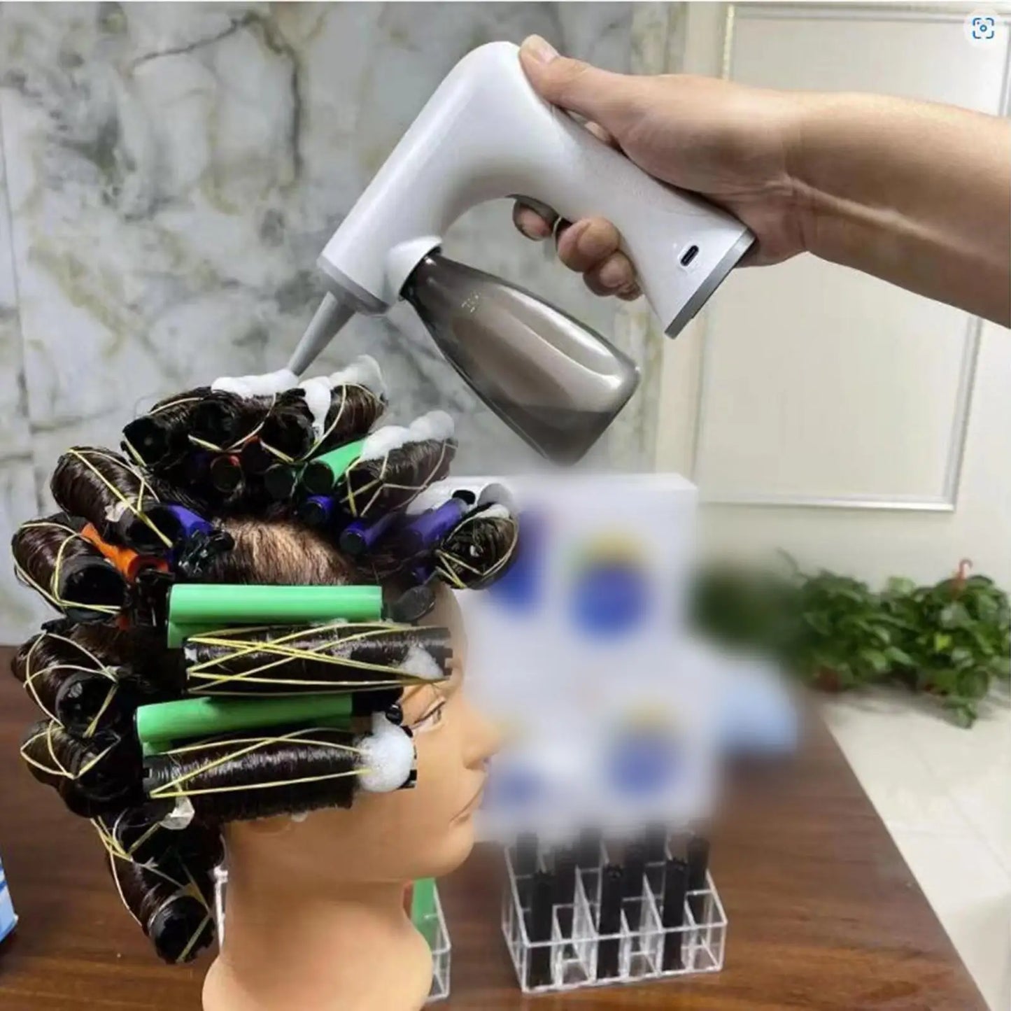 Professional Electric Hairdressing Styling Hair Perming Salon Tool Hair Steamer Rechargable Foaming Machine white yellow green