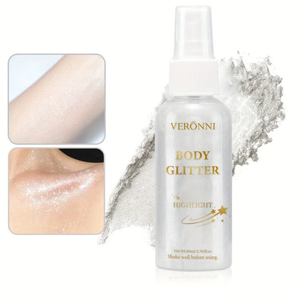 Glitter Highlighter Spray, Face Body Collarbone Hair Spray, Holiday party Highlighter Spray