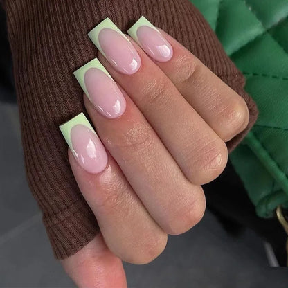 Yellow French Fashion Wearable Nail Art Summer Simple Short Almond Fake Nails Detachable Finished False Nails Press on Nails