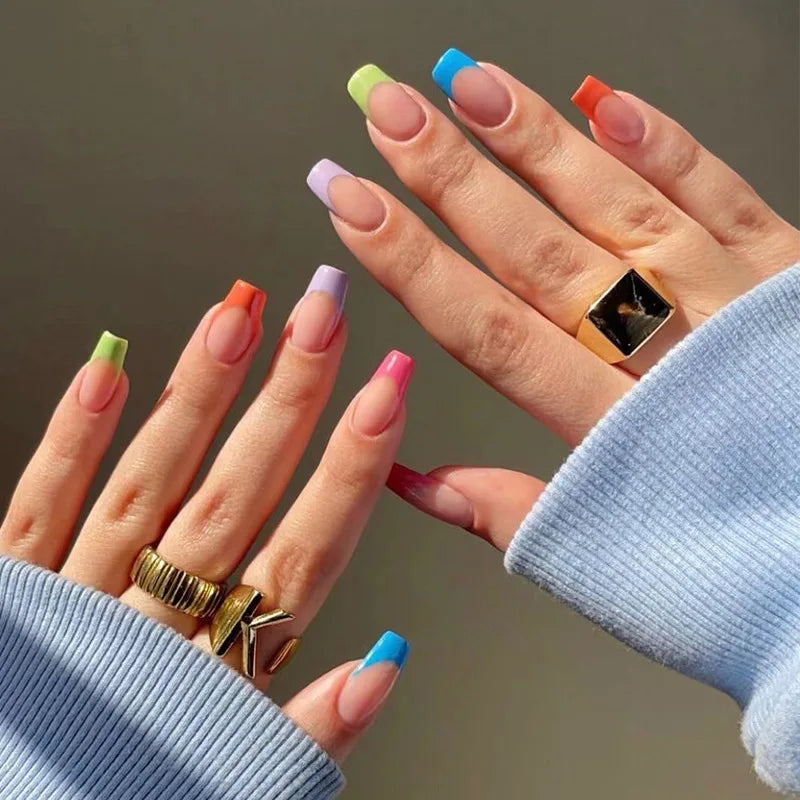Yellow French Fashion Wearable Nail Art Summer Simple Short Almond Fake Nails Detachable Finished False Nails Press on Nails