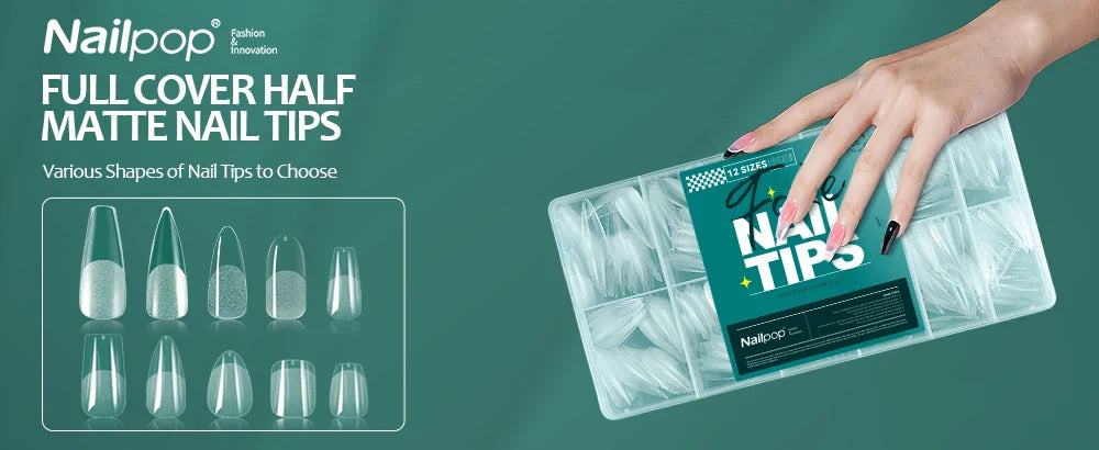 Nailpop 600PCS Soft Gel X Nail Tips Full Cover Coffin Stiletto Fake Nails Extra Short Almond Square Soak Off Gel False Nail Tips