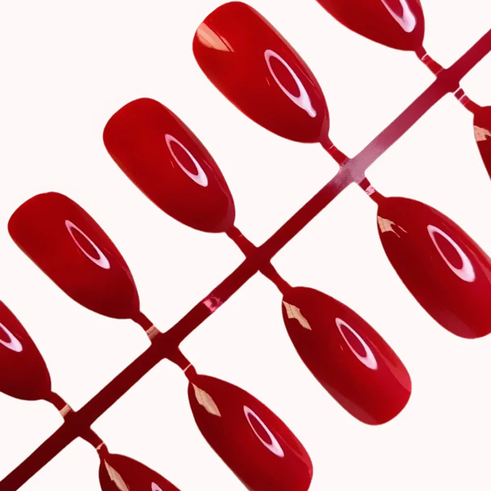 Artificial Short Fake Nail Press On False Nails Stiletto Shiny Wine Red DIY Women Fingertips Full Cover Manicure Tools