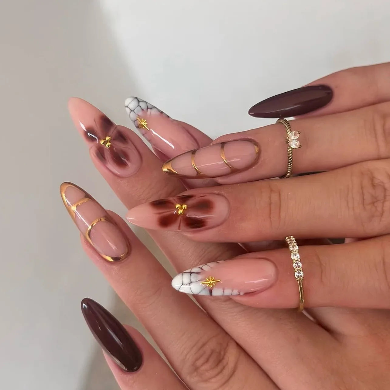 24pcs Pink Flower Almond Press on Nails Simple Fake Nails False Nails Artificial Tip Накладные Ногти Uñas Postizas Mujer 네일팁