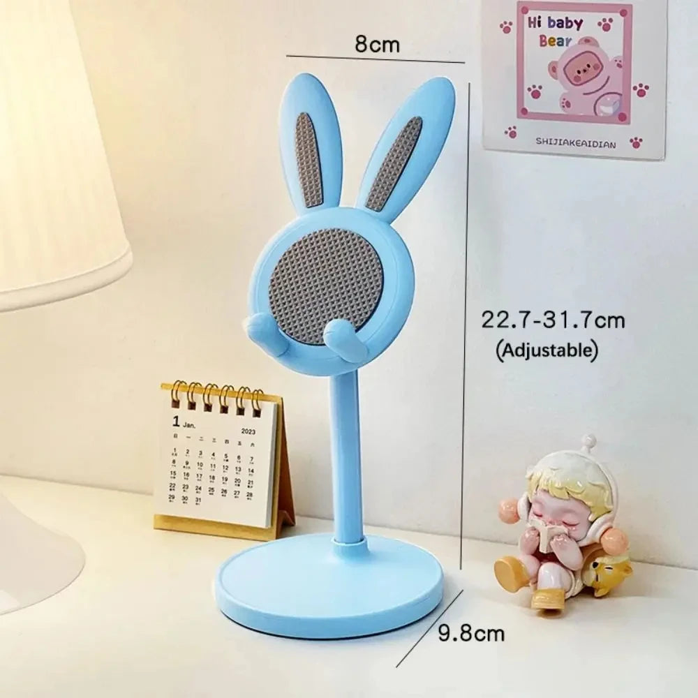 Cute Rabbit Phone Holder Stand Desktop Angle Height Adjustable Bunny Phone Stand for Selfie Watch Drama Support Bracket Table