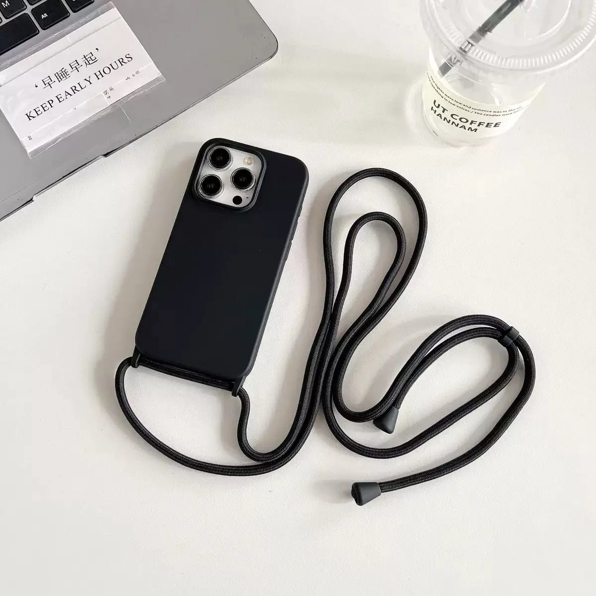 Necklace Strap Cord Crossbody Lanyard Liquid Silicone Case For iPhone 16 Pro 15 14 13 Pro max 12 12mini 7 8 plus