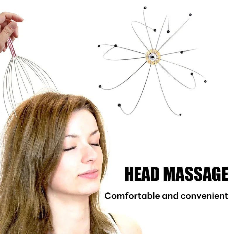 Head Massage with Stainless Steel Wire and Octopus Shaped Acupoints To Relax and Scratch The Scalp Hair Massager Head Gua Sha
