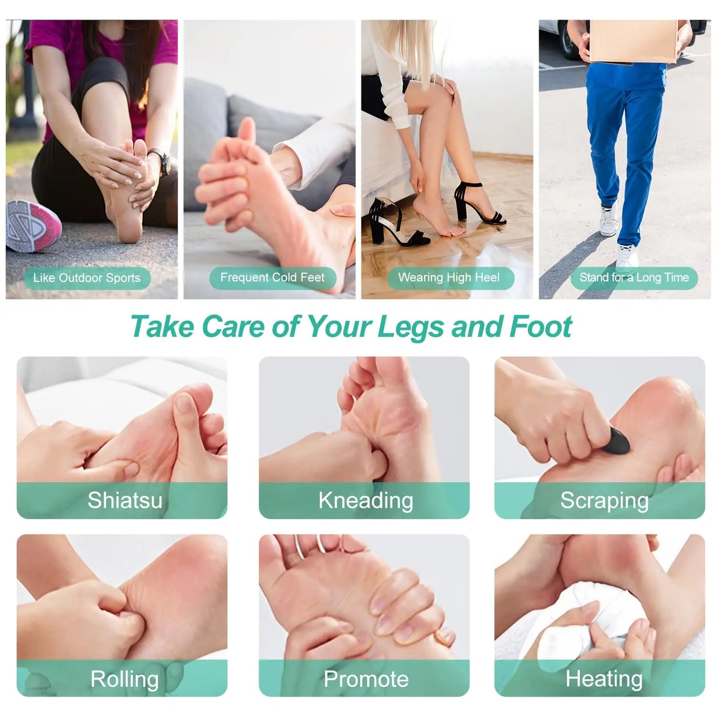 A black foot massager with bidirectional roll massage for the soles of the feet. Included is a power supply for