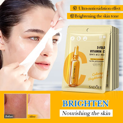 5/10pcs SADOER Nicotinamide Vitamin C Face Mask Hyaluronic Acid Moisturizing Hydrating Facial Masks Korean Cosmetics Skin Care