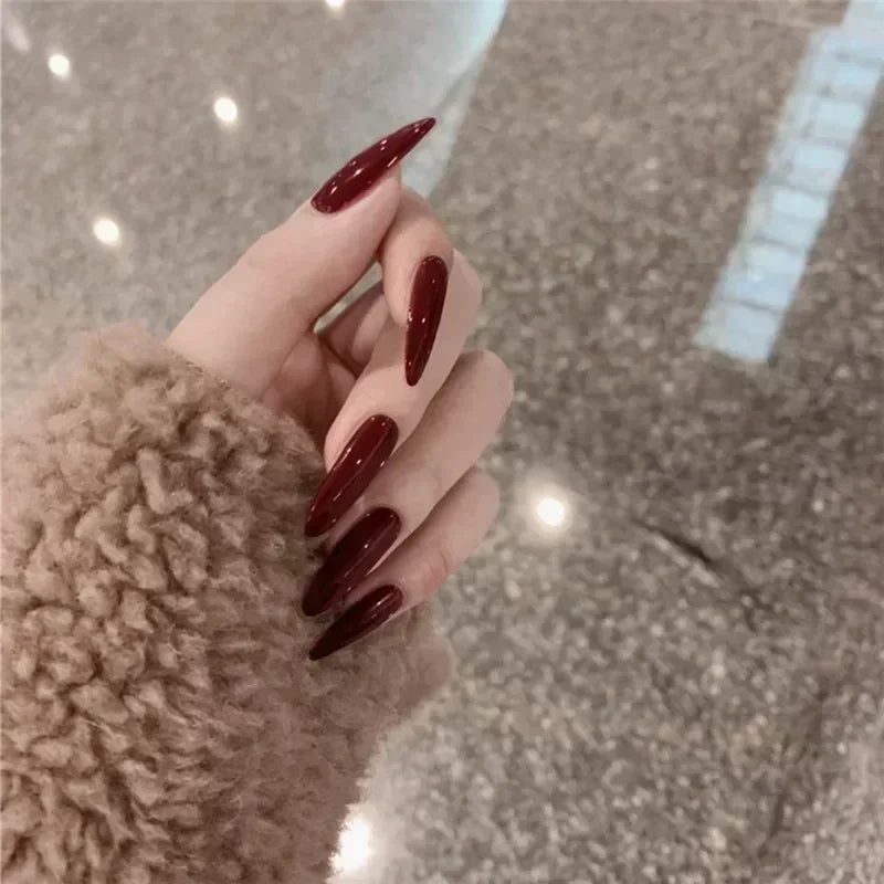 24pcs/Box Long Coffin False Nails Art Rose with Glue Wearable Nude Pink White Color Jelly Nails Tips Full Cover Press on Nails