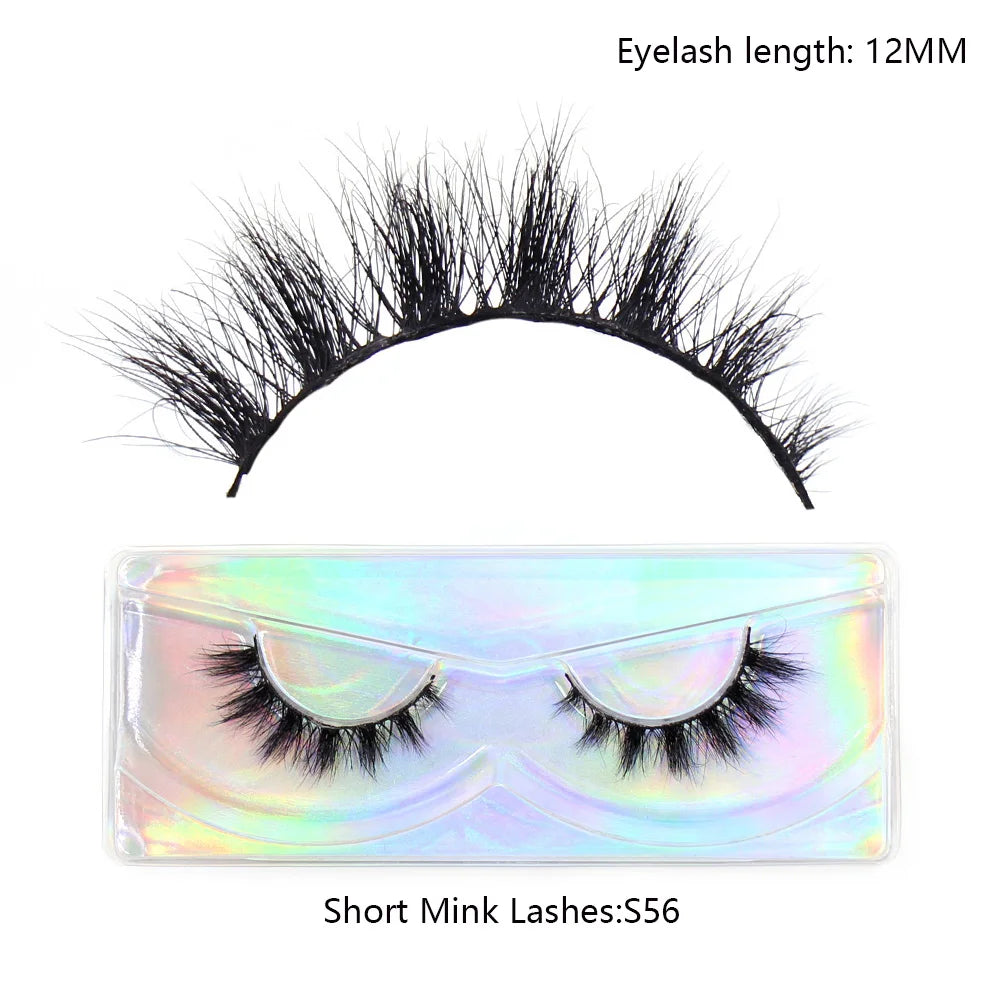 LEHUAMAO Makeup Mink Lashes 3D Short Mink Eyelashes Natural False Eyelashes Fluffy Mink Lashes Extension 12mm-15mm Eyelashes