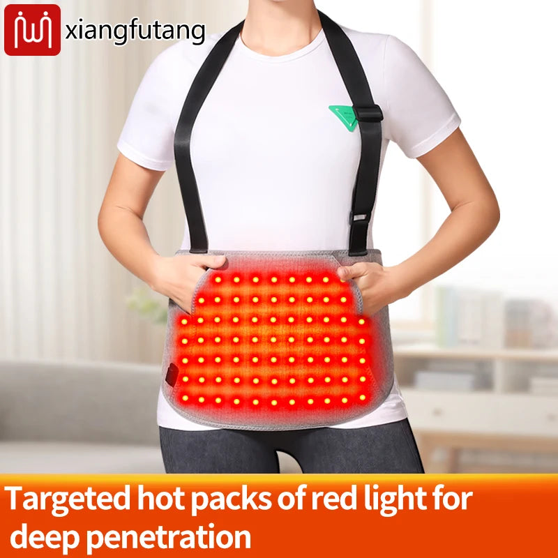 Red Light Heating Electric Waist Massager Belt Vibration Hot Compress Lumbar Back Support Brace for Women Uterus Relaxation