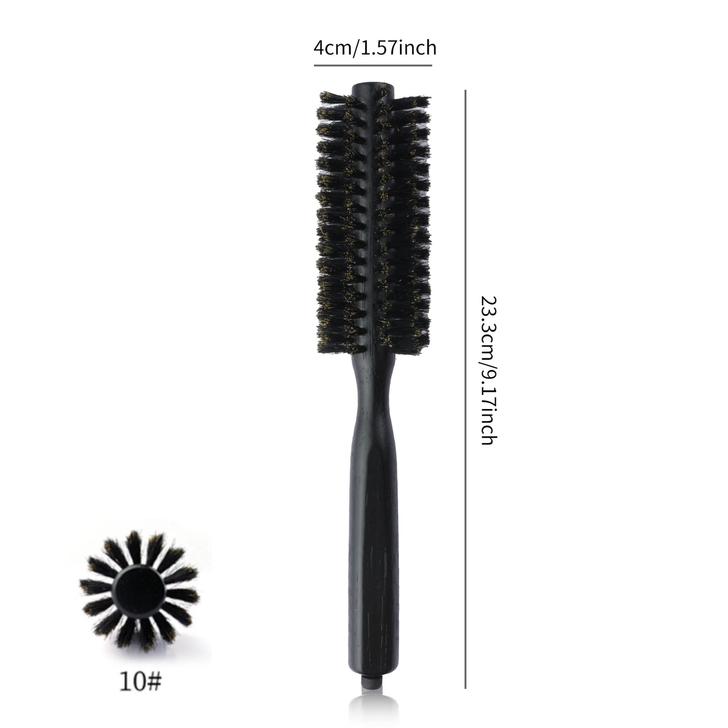 New 6 Sizes Black Wood Handle Boar Bristles Round Hair Brush Removable Tail Hairdressing Brush Pro Salon Barber Hair Round Comb