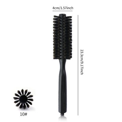 New 6 Sizes Black Wood Handle Boar Bristles Round Hair Brush Removable Tail Hairdressing Brush Pro Salon Barber Hair Round Comb