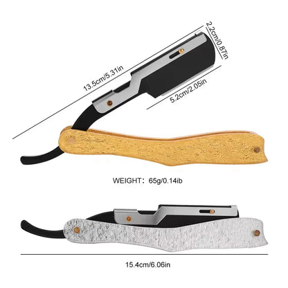 Men's Beard Straight Razor, Foldable Hair Blade for Precise Shaving & Facial Contouring, Barber Grooming Tool for Styling