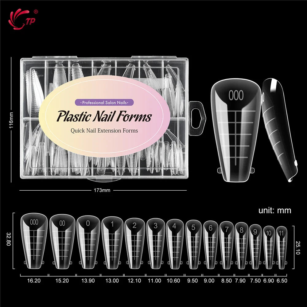 TP 140pcs/box New Nail Dual Forms Acrylic Nails Top Forms for Extension Quick Building UV Gel Molds Full Cover Nail Upper Forms