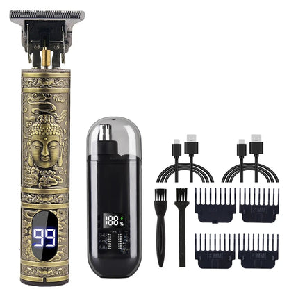 Vintage T9 Machine Electric Professional Hair Clippers Beard Clipper Rechargeable Men's Shaver Hair Trimmer Kit Boyfriend Gift