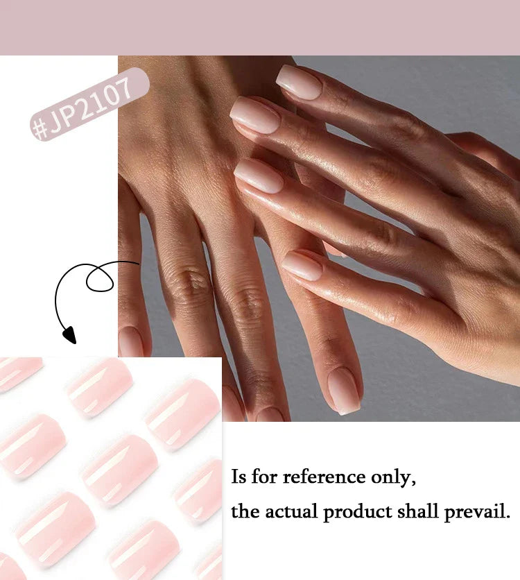 Solid Color Wearable Nail Art Fashion Red Blue Rose Pink Square Shape Finished False Nails Press on Nails with Glue Wholesale