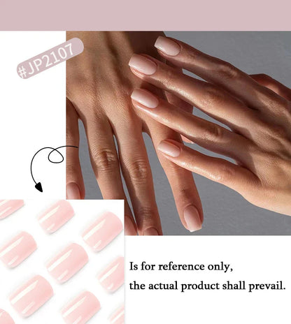 Solid Color Wearable Nail Art Fashion Red Blue Rose Pink Square Shape Finished False Nails Press on Nails with Glue Wholesale