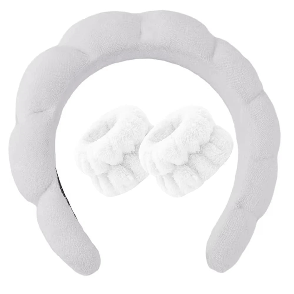 Makeup Headband Set Face Washing Headbands Wristband Tools 3pcs For Women Spa Washing Face Skin Care Hair Bands Tool Accessories