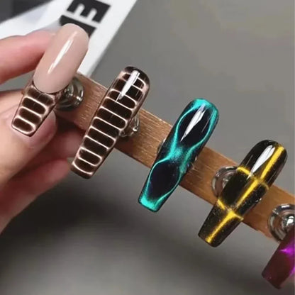 12pcs Crocodile Pattern Nail Magnet Nail Art Cat Eye Snake Skin Wave Geometric Nail UV Attraction Magnets Set Manicure DIY Tool
