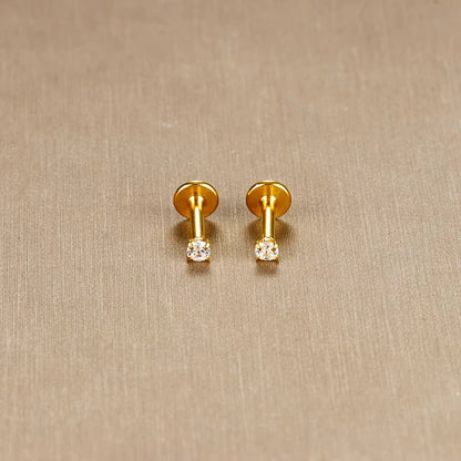 2PC Labret Tragus Stud Earrings 16G Surgical Stainless Steel CZ Crystal Monroe Helix Cartialge Conch Medusa Lip Body Piercing
