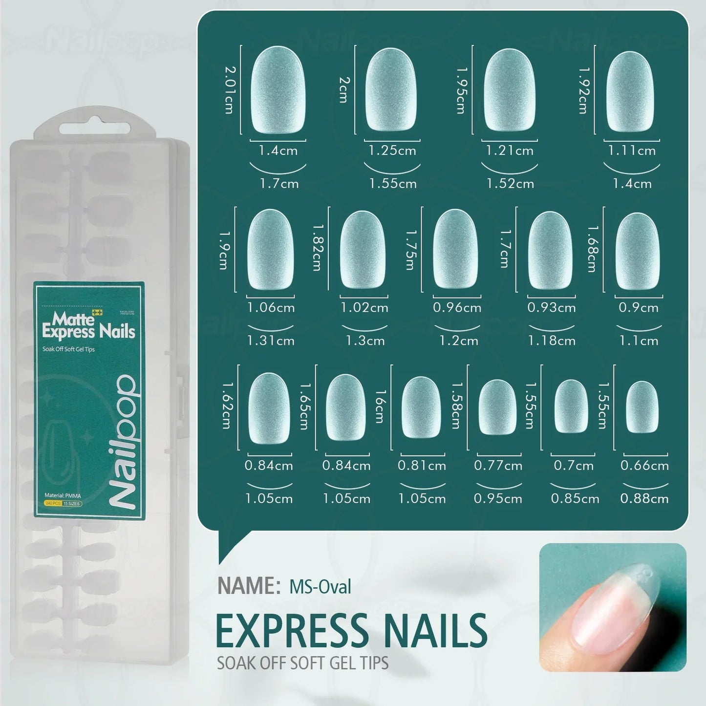 NAILPOP 240pcs Matte Fake Nails NO Polishing Press on False Nails Medium Short Design High Matt Soft Gel Nail Tips for Extension
