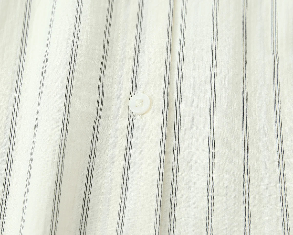 2025 autumn new women's casual fashion temperament loose versatile striped tie lapel long-sleeved shirt top
