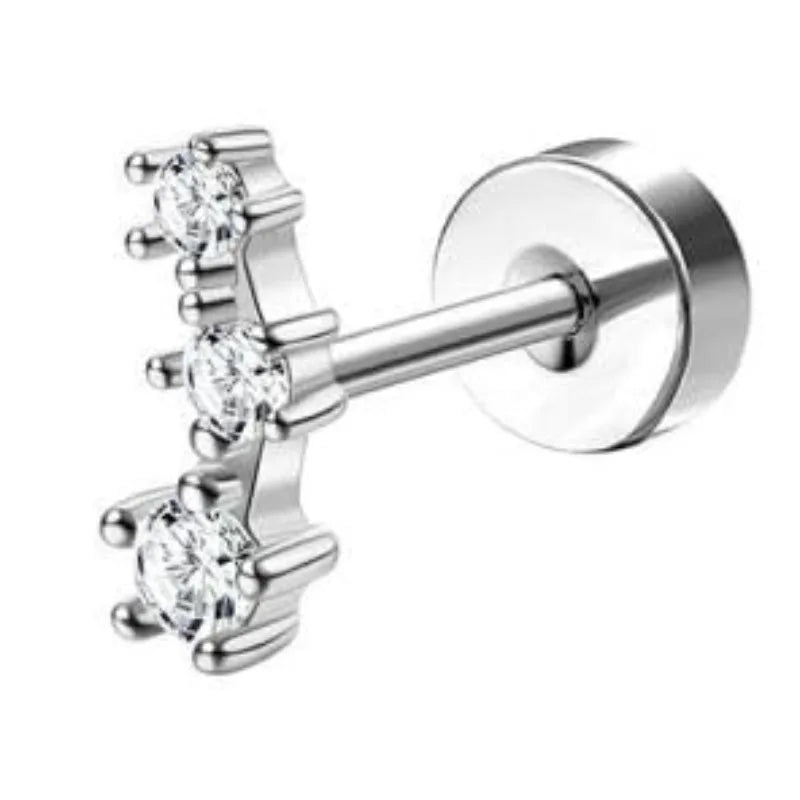 Bobisty 1pc Earrings for Sensitive Ears Surgical Stainless Steel Earrings for Women Dainty Flat Back Earring Stud Hoop Cartilage