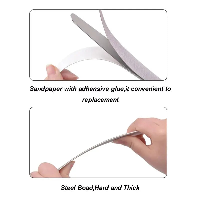 100 Pcs/Lot Replacement Nail Files 80/100/180/240 Grit Half Moon Grey Sandpaper Pads With Metal Handle Removable Durable Files