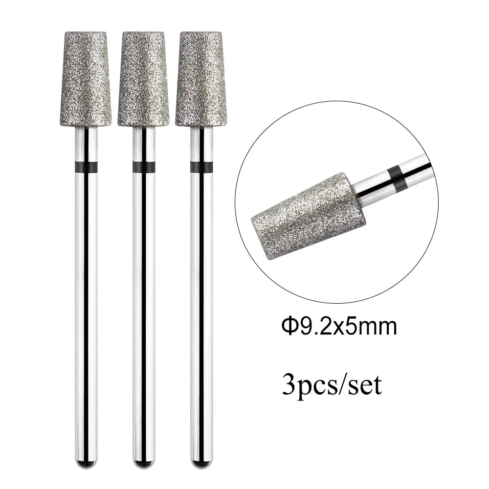 TP 3pcs/set Flame Diamond Nail Drill Bits 3/32'' Russian Electric File Bits Milling Cutter for Manicure Cuticle Remove Nail Tool