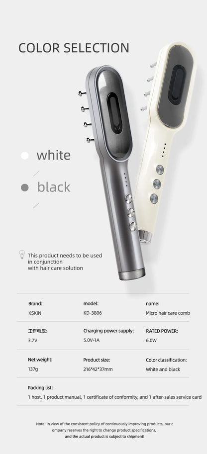 KSKIN LED Red Light Therapy Electric Massage Comb Hair Growth Applicator Anti-Hair Loss Head Massage Hair Brush Scalp Treatment