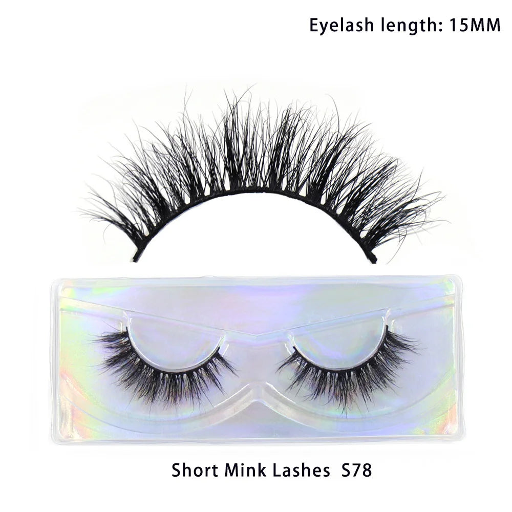 LEHUAMAO Makeup Mink Lashes 3D Short Mink Eyelashes Natural False Eyelashes Fluffy Mink Lashes Extension 12mm-15mm Eyelashes