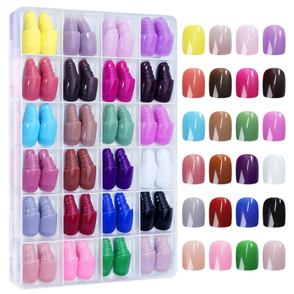 576Pc False Nail Press On Acylic Nails Extension Square Ballet Almond Full Cover Soft Gel Tips Extension DIY Manicure Kits Tools